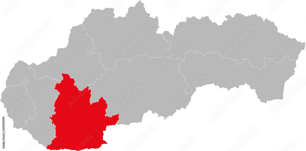 Nitra Region isolated on Slovakia map. Gray background. Backgrounds and Wallpapers. Nitra Region isolated on Slovakia map. Gray background. Backgrounds and Wallpapers.