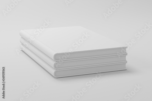 Template stack of blank book cover paperback textured paper , softcover square book on white floor background surface Perspective view, Mockup Magazine Cover, Brochure for your design. 3d illustration © Kakabe