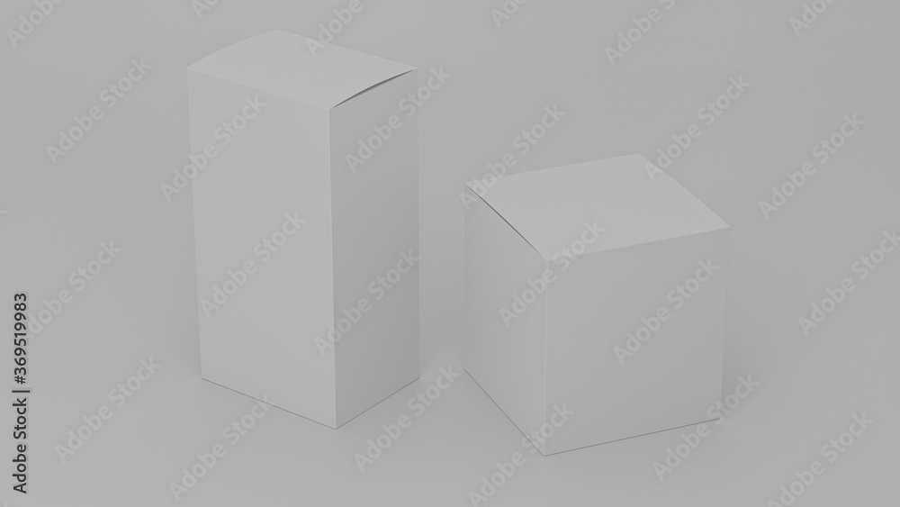Blank cardboard package boxes mockup. Medicament realistic white square cosmetic, medical or product box packaging , layout of boxes different positions for design or branding, 3d render Blank cardboard package boxes mockup. Medicament realistic white square cosmetic, medical or product box packaging , layout of boxes different positions for design or branding, 3d render