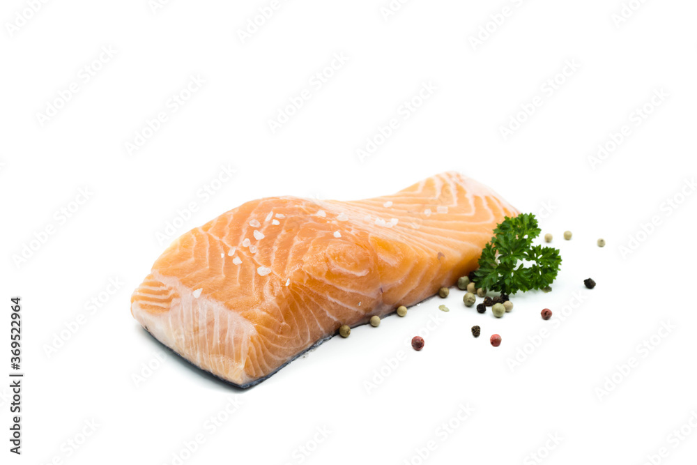 raw salmon isolated on white background