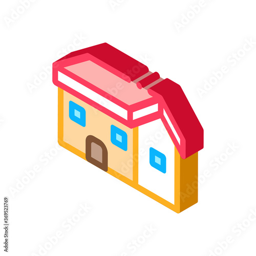building fixed roof icon vector. isometric building fixed roof sign. color isolated symbol illustration