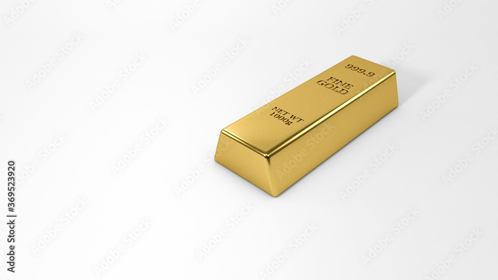 Gold bar isolated on white background. Financial concept,gold bullion close-up, 3D Gold bar isolated on white background. Financial concept,gold bullion close-up, 3D