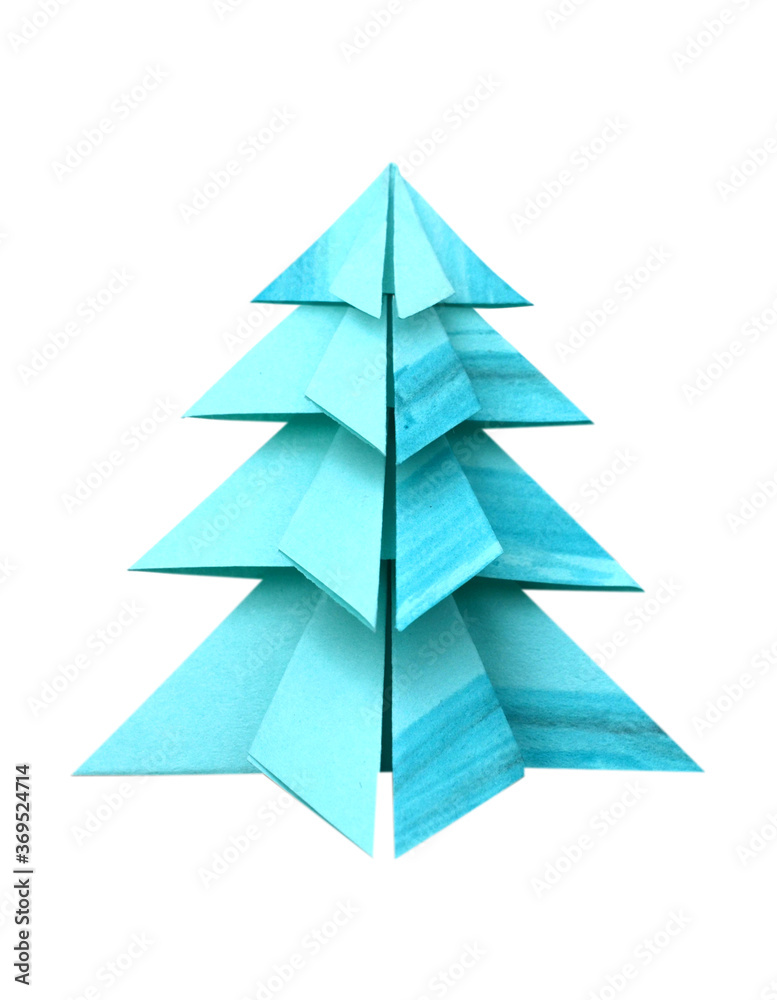 Fototapeta premium Blue Origami christmas tree decoration