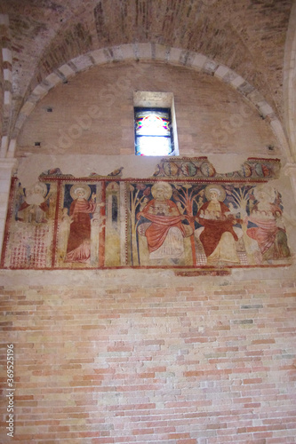 The precious frescoes inside the Church of Santa Maria di Ronzano. Abruzzo - Italy