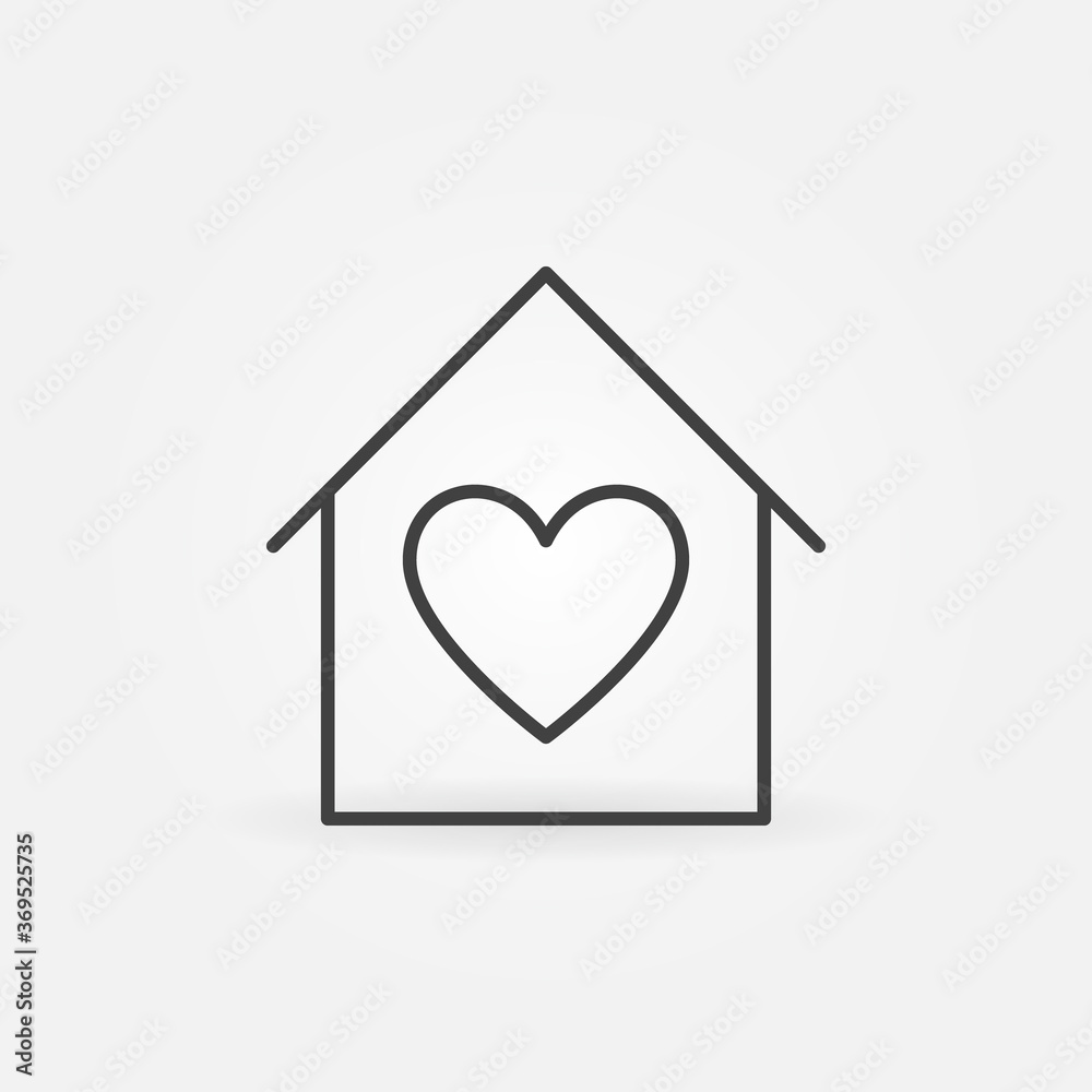 House with Heart linear icon. Stay Home and Virus protection vector concept line symbol House with Heart linear icon. Stay Home and Virus protection vector concept line symbol