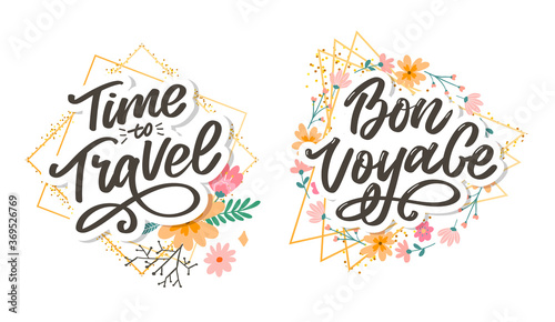 Calligraphic Writing lettering Time to Travel vector illustration