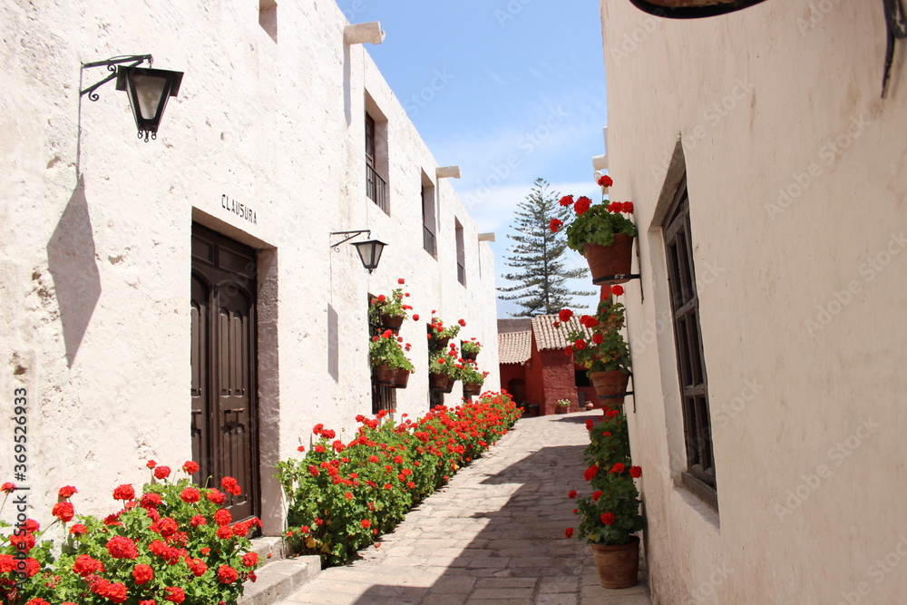 Calles blancas del convento de Santa Catalina, Arequipa, Perú