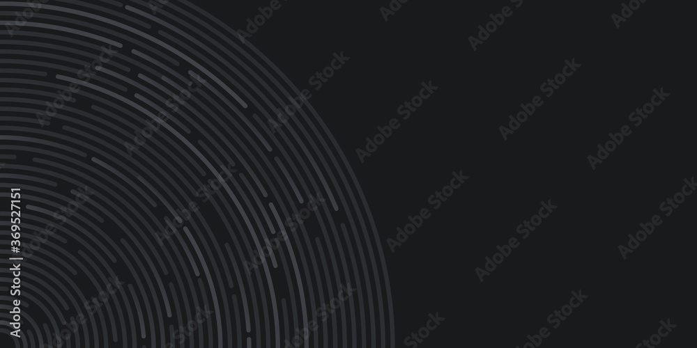 Fototapeta premium Black abstract background with circle lines spiral