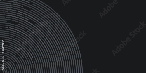 Black abstract background with circle lines spiral