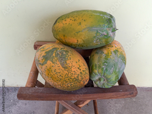 group of papaya on a bench in Esteli, Nicaragua
