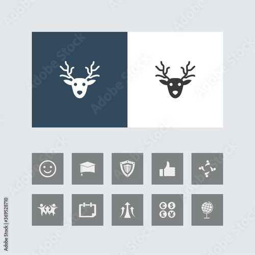 Creative Reindeer Icon with Bonus Icons.