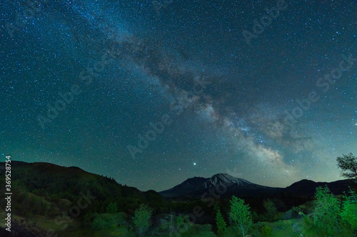 Milky Way And Core Rising Over Mount Saint Helens