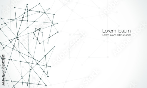 Abstract technology Network nodes, digital connection background with polygonal shapes on white Vector. science technology, data structure, connected points, web. 