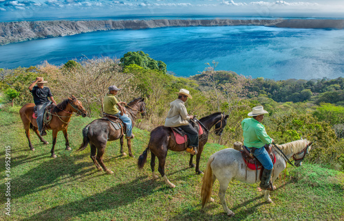 Vászonkép horse riding on the rim of Laguna de Apoyo, Diria Nicaragua