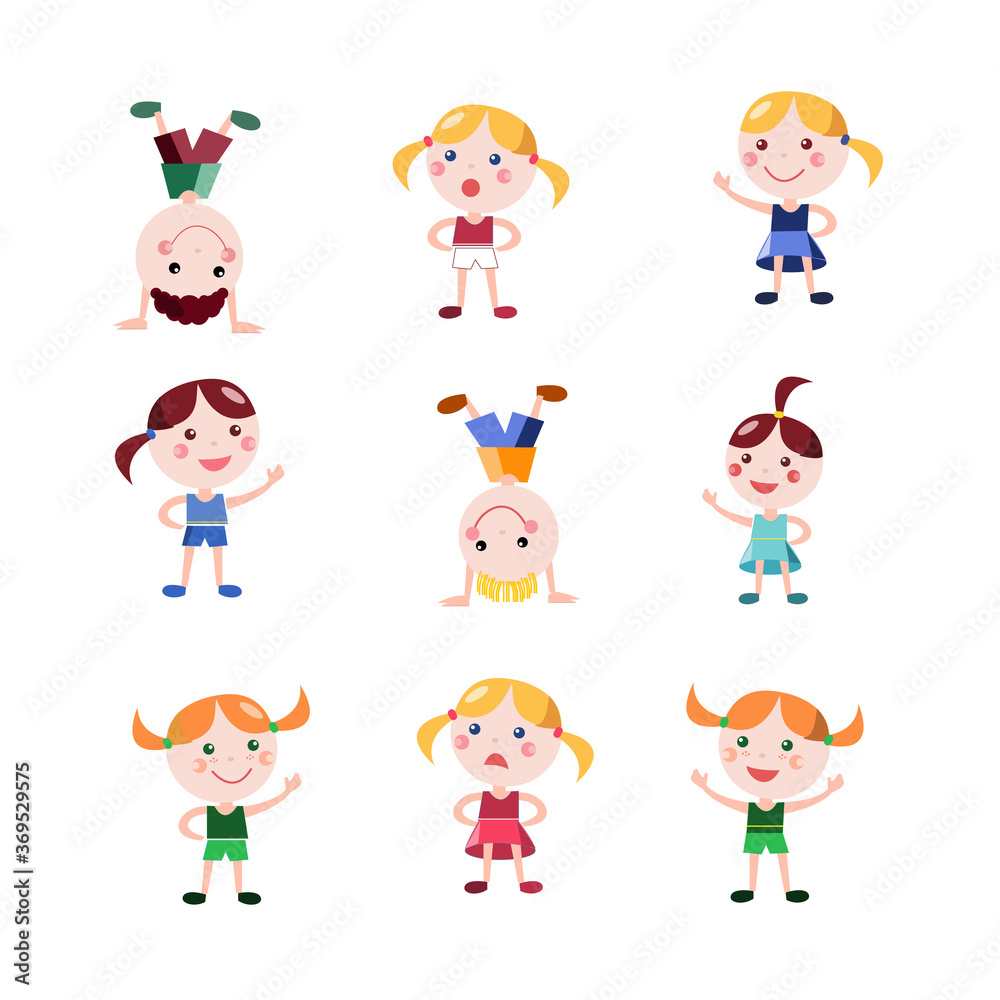 Kids emotions set 2 girl and boy carton Kids emotions set 2 girl and boy carton