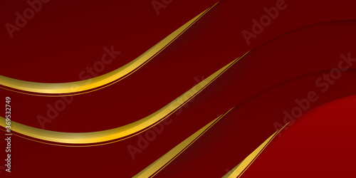 Abstract background red with gold metallic wave