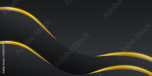 Luxury black gold background banner vector illustration with gold strip art deco line for banner