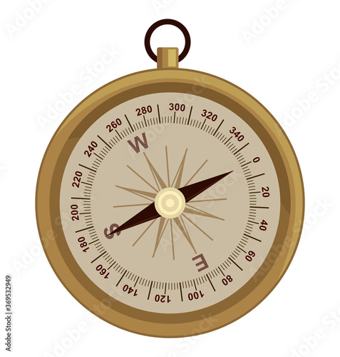 Vector illustration of navigational instrument Compass.