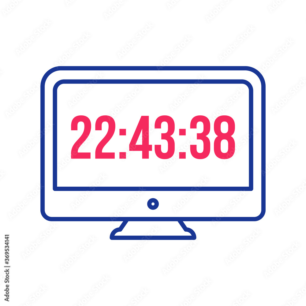 Computer, desktop, monitor icon. Time duration, working time ico Computer, desktop, monitor icon. Time duration, working time ico