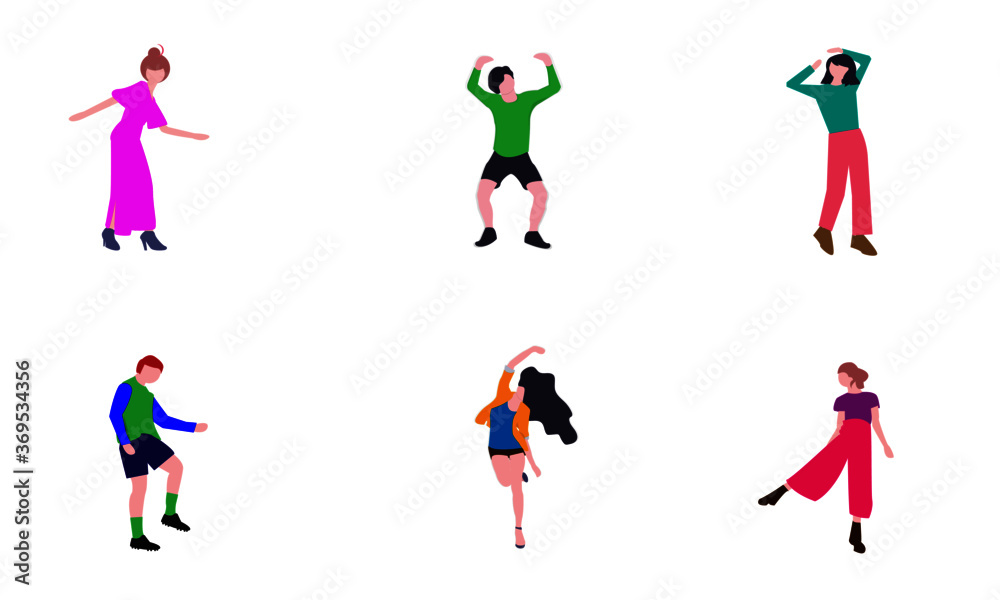 Dancing people vector illustrations