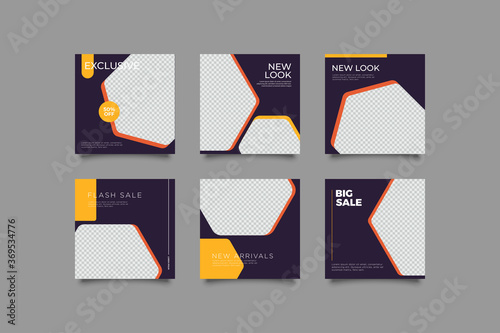 Set of Modern trendy covers idea. Editable simple info banner shop. Slides for app, digital style for social media pack. Square handpicked beauty posts, brochure layout design
