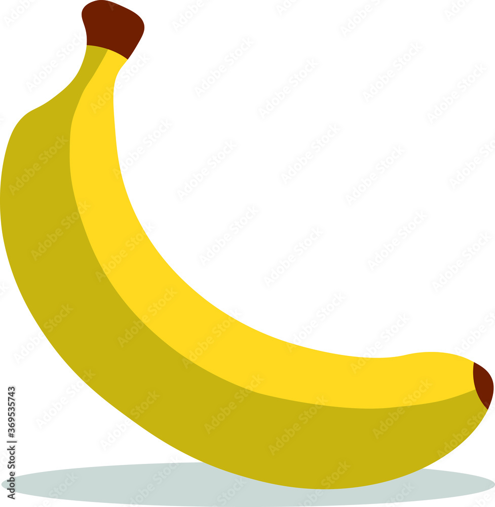 simple vector illustration of a yellow banana on white background