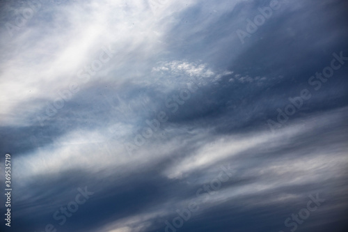  beautiful blue sky with gray clouds before sunset, natural background
