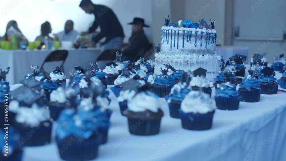 Cupcakes and cake for a graduation party