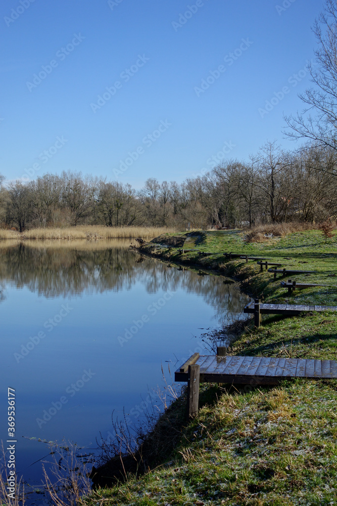 Sveti Martin na Muri, Croatia, Fishing spots on Mura River lake/ 27th February 2020 Sveti Martin na Muri, Croatia, Fishing spots on Mura River lake/ 27th February 2020