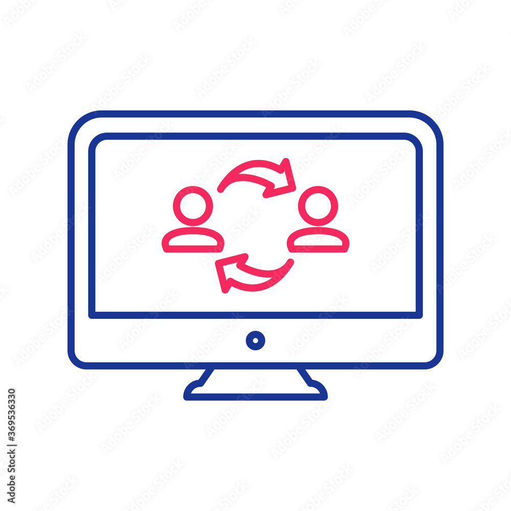 Computer monitor, screen icon. P2P, share, Peer-to-peer computin Computer monitor, screen icon. P2P, share, Peer-to-peer computin
