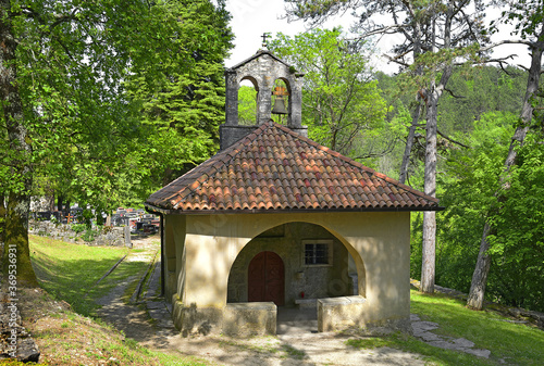 Beram, Croatia - Cemetery chapel of Our Lady of the Rocks (S. Maria na Skriljinah). The church famous for its frescoes by master Vincent of Kastav made in 1474 yer. photo