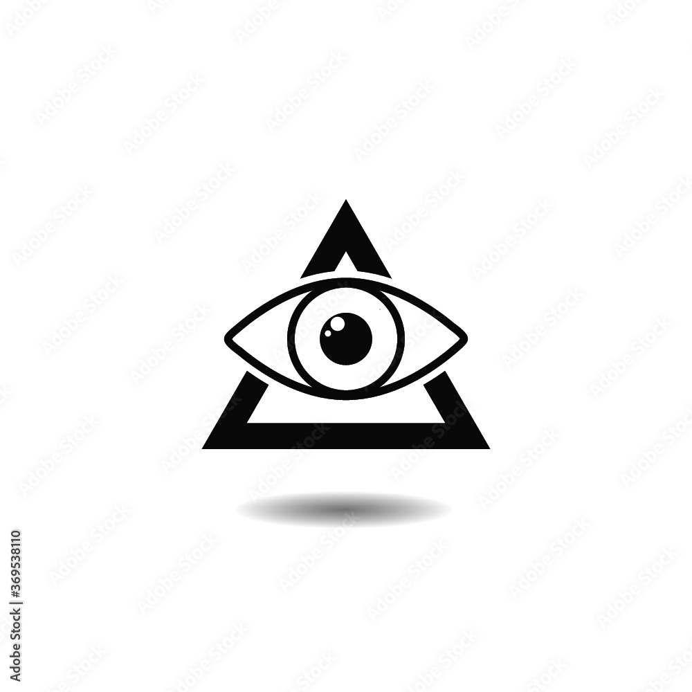 Masons symbol All-seeing eye of God icon with shadow Masons symbol All-seeing eye of God icon with shadow