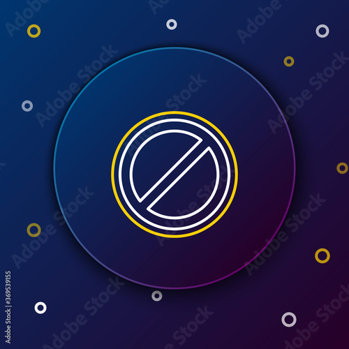 Line Stop sign icon isolated on blue background. Traffic regulatory warning stop symbol. Colorful outline concept. Vector.