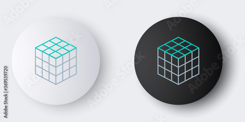 Line Rubik cube icon isolated on grey background. Mechanical puzzle toy. Rubik's cube 3d combination puzzle. Colorful outline concept. Vector. photo