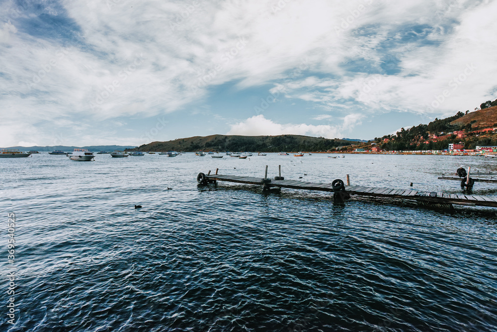 Fototapeta premium View of the Titicaca Lake on the border of Peru and Bolivia. from Copacabana