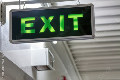 green exit sign