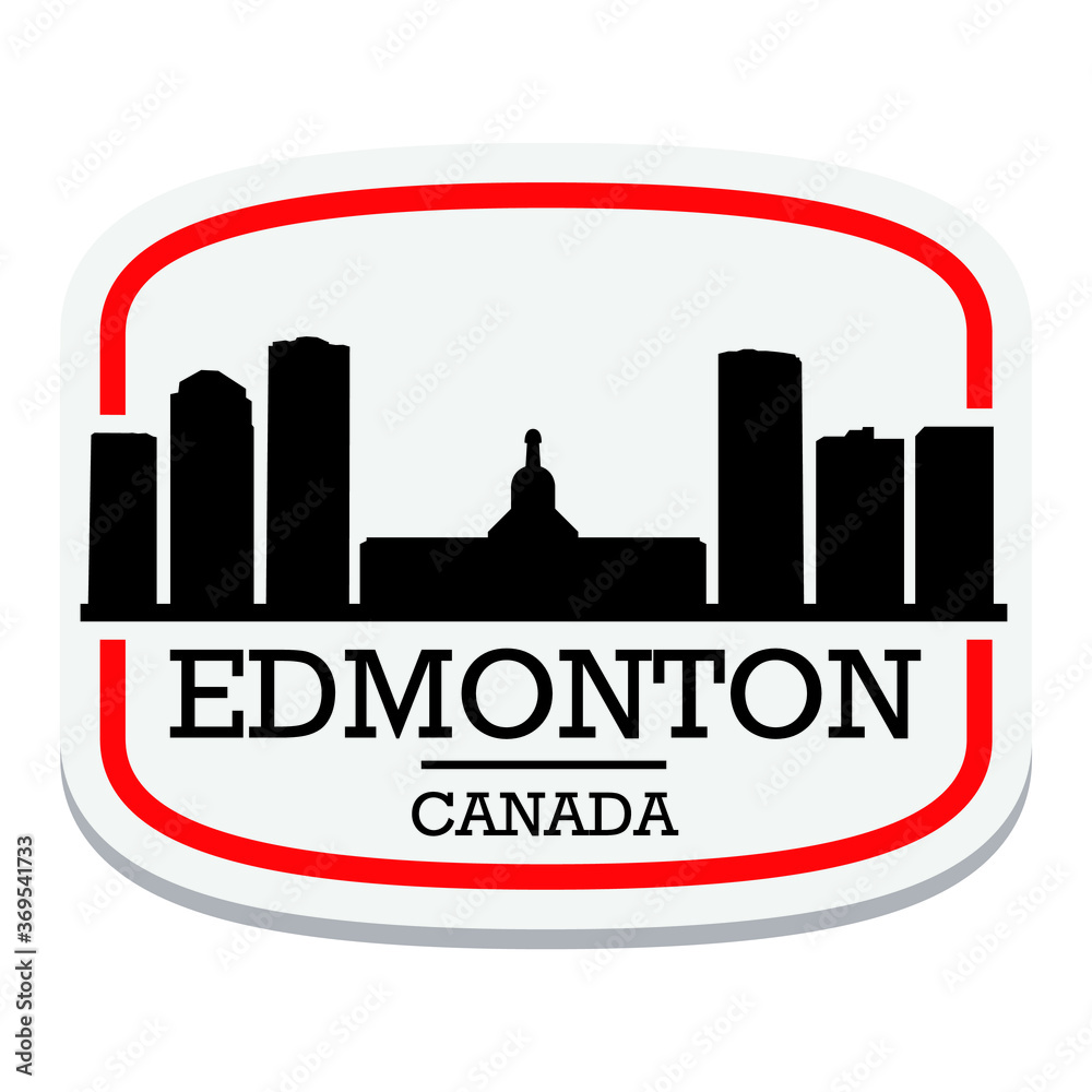 Edmonton Canada Label Stamp Icon Skyline City Design Tourism.