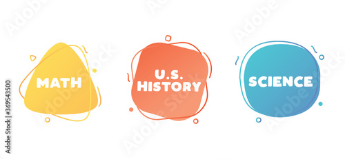 Math, U.S. History, Science Abstract Trendy Geometric Shapes, Smooth Round Bubble Forms, Vector Illustration Background