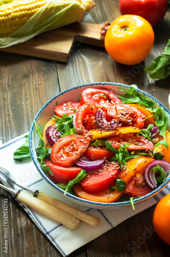 Fresh Tomato salad  with flax seeds 