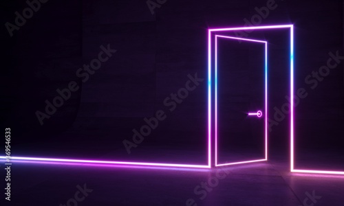 Abstract neon shapes hologram led laser door