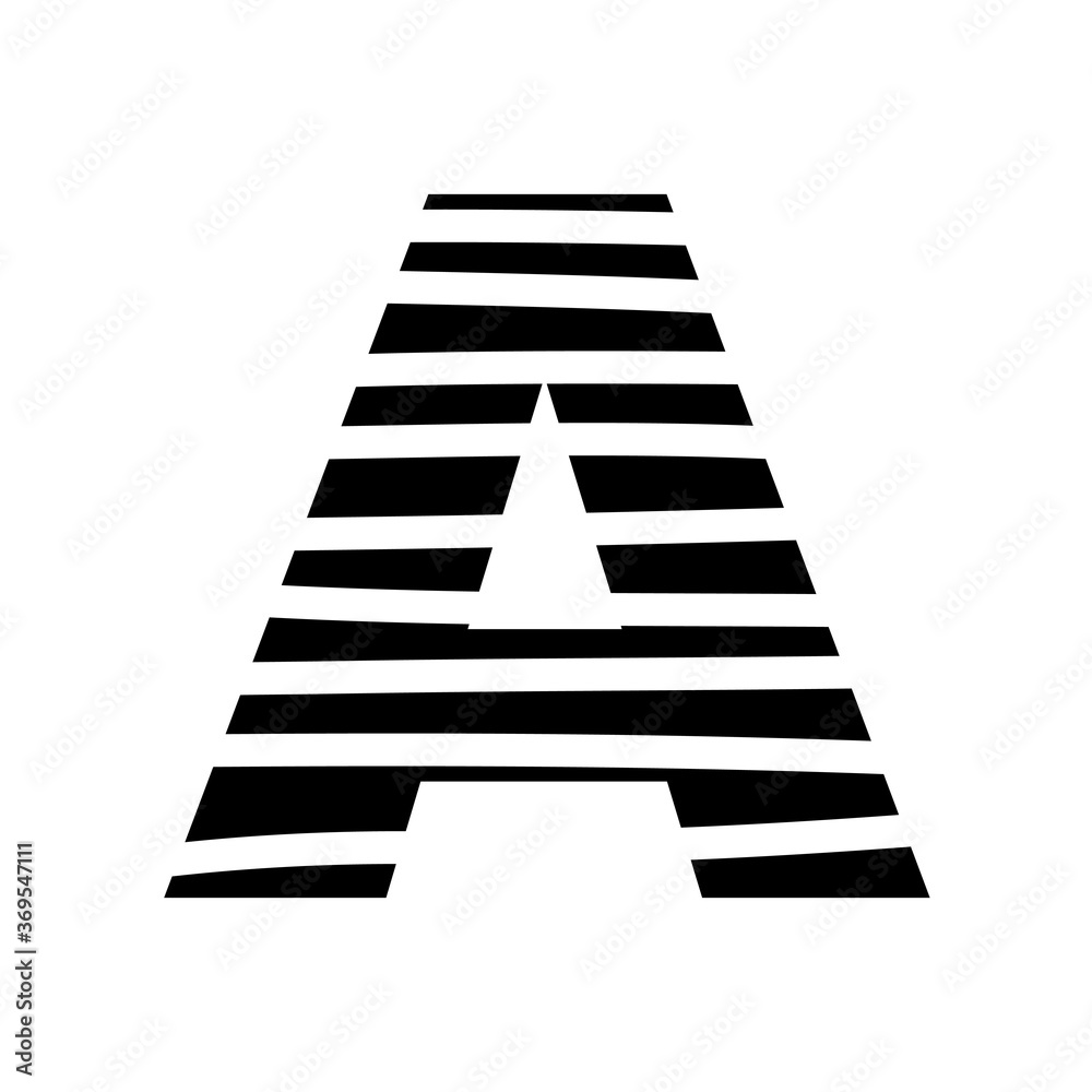 Letter A - striped mottled font - isolated, vector Letter A - striped mottled font - isolated, vector