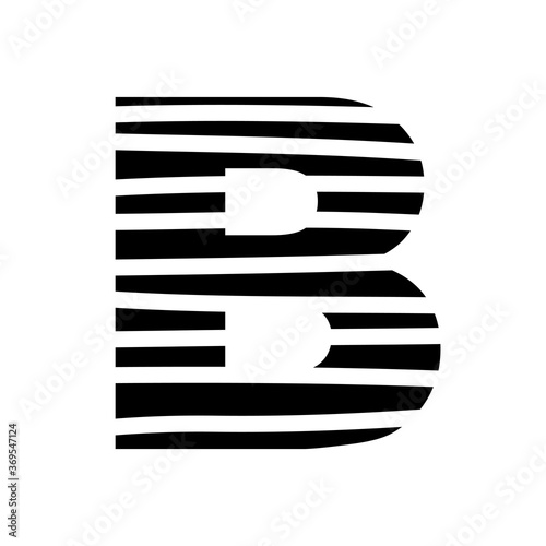 Letter B - striped mottled font - isolated, vector