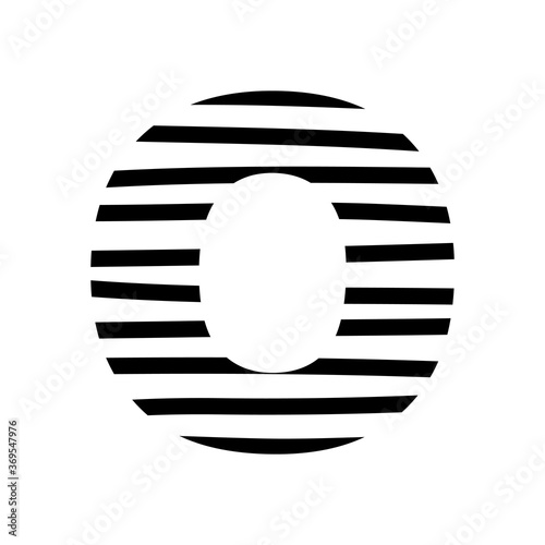 Letter O - striped mottled font - isolated, vector