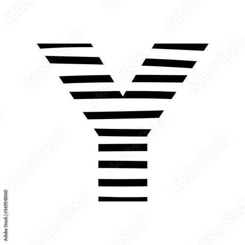 Letter Y - striped mottled font - isolated, vector