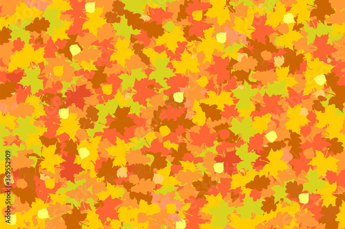 autumn background of fallen leaves of maple, oak and birch in yellow-red-orange colors