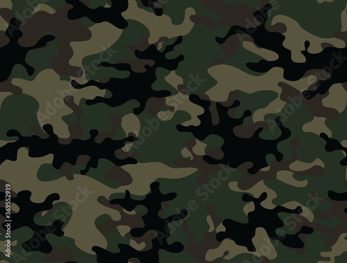 
Military green camouflage seamless pattern for printing clothing, fabric. Dark background.