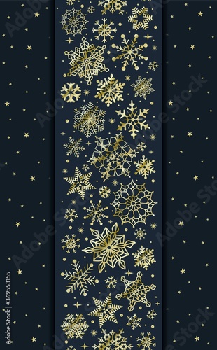 Christmas background in retro style lettering and snowflakes from foil. Illustration for greeting card, banner, poster. Christmas pattern, wrapping, Wallpaper, textile. Vector background.
