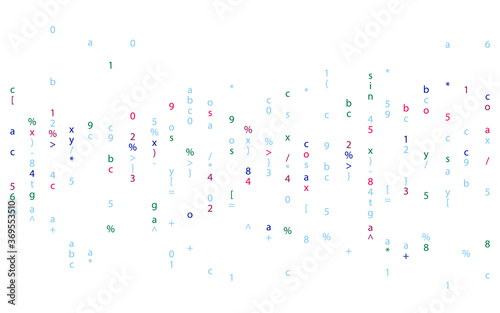 Colored mathematical signs of algebra on a white background. Template for advertising, booklets, leaflets with training. Vector graphics.