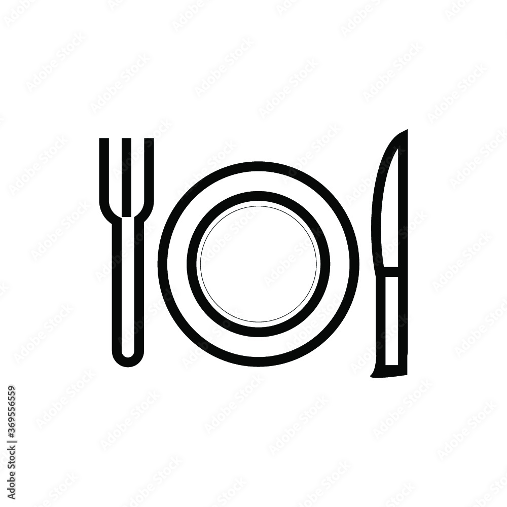 Line icon- plate, knife and fork Line icon- plate, knife and fork