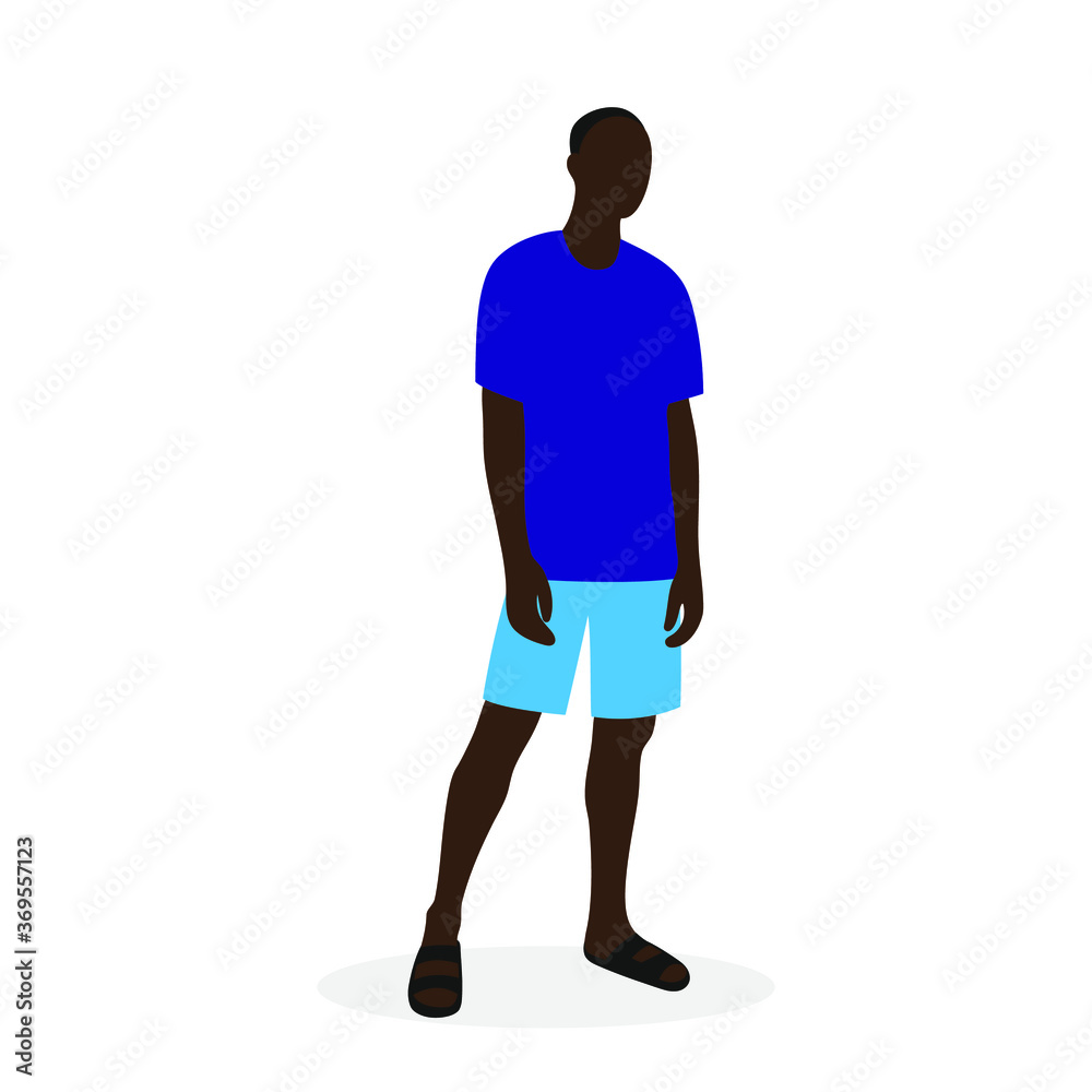 Black male character in summer clothes on a white background Black male character in summer clothes on a white background